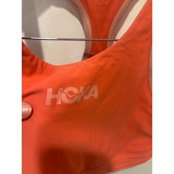 Hoka One One Orange Racerback Sports Bra Athletic Gym Workout Top - Picture 2 of 3
